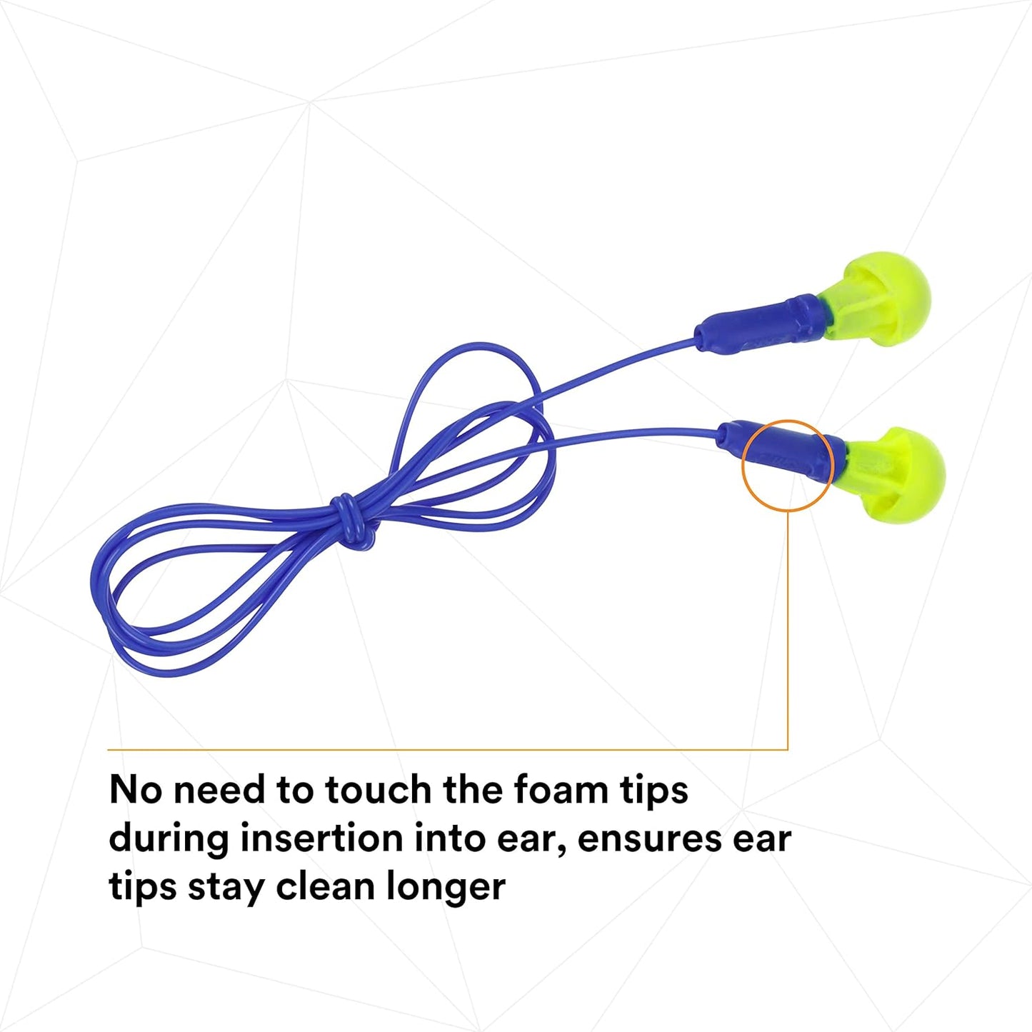 3M E-A-R Push-Ins Earplugs 318-1001, Corded, Noise Reduction Rating 28 dB – Yellow/Blue – 100 Pairs in Poly Bag
