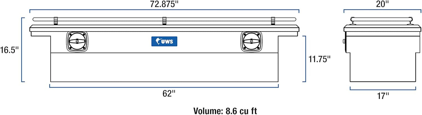 UWS United Welding Services SL-72-LP-R 72 Inch Secure Lock Low Profile Bright With Rail Toolbox