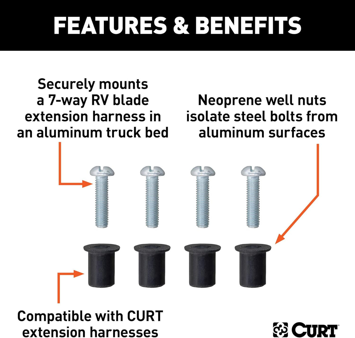 Curt Manufacturing Isolation Hardware Kit for Ford F-150 with Aluminum Bed (Part #57007)