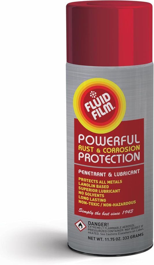 Fluid Film (3 Aerosol Cans) Rust & Corrosion Protection; Metal Surface Penetrant & Lubricant, Marine, Automotive, Industrial, Home, 11.75 Oz