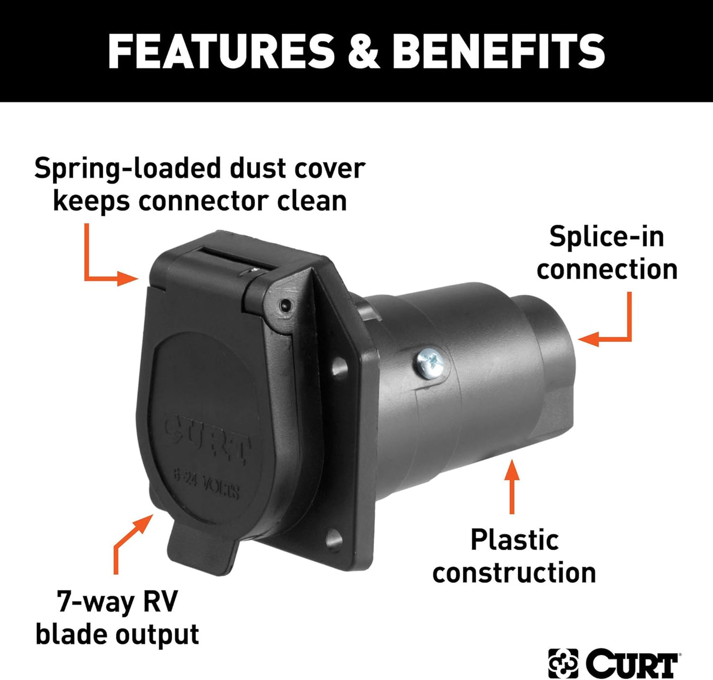 Curt Manufacturing 58151 7-Pole Plastic Trailer Connector End Package