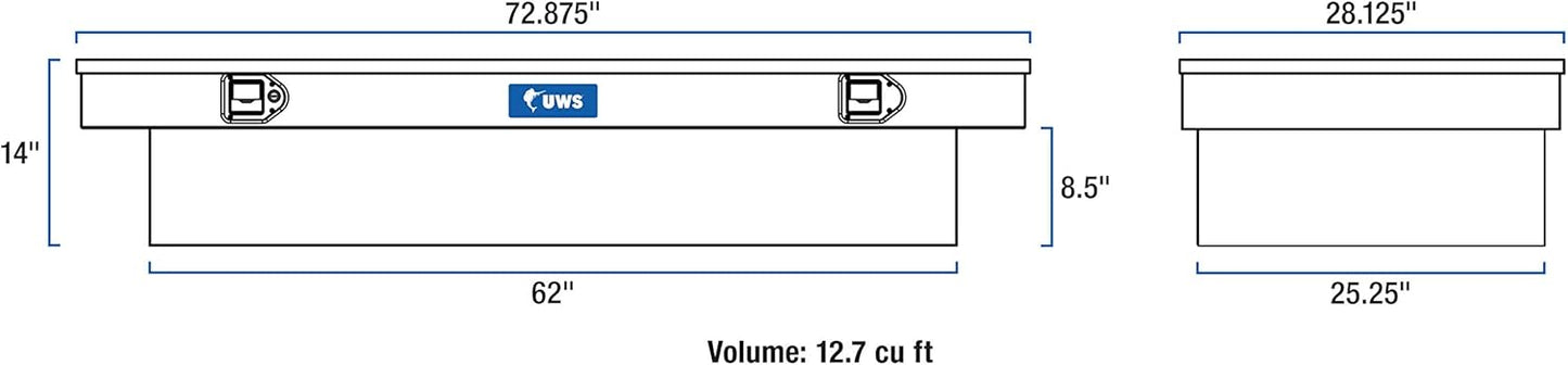 UWS United Welding Services TBS-72-LBTA-BLK 72-Inch Single Lid Wide Black Ram/99 C Fd Hd/04 C F150 Bed Cover