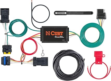 Curt manufacturing wiring harness kit with various connectors and cables on a white background