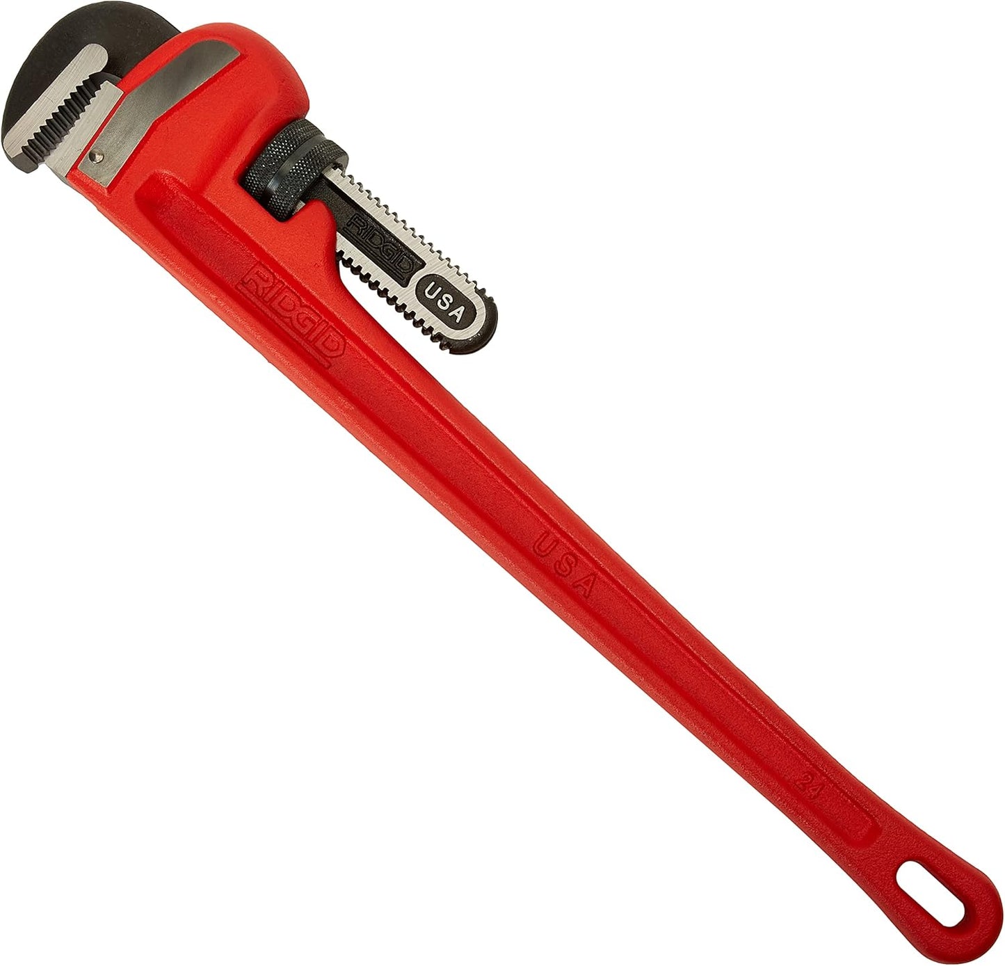 RIDGID 31030 24" Heavy-Duty Straight Pipe Wrench – Self-Cleaning, Hook Jaw, Red