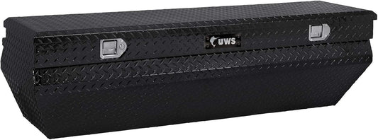 UWS EC20322 55" Gloss Black Heavy-Wall Aluminum Wedge Angled Truck Storage Box with RigidCore Lid – Secure, Weatherproof Tool Chest