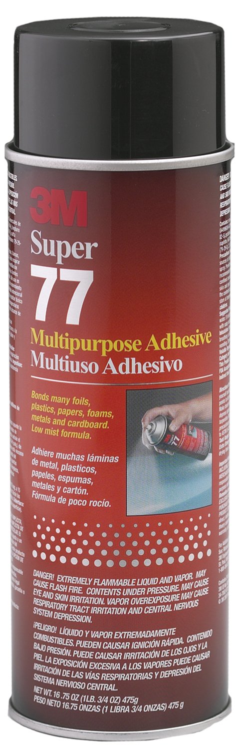 3M™ Super 77™ Multi-Purpose Spray Adhesive – Clear, 16.75 oz Spray Can (Pack of 12)