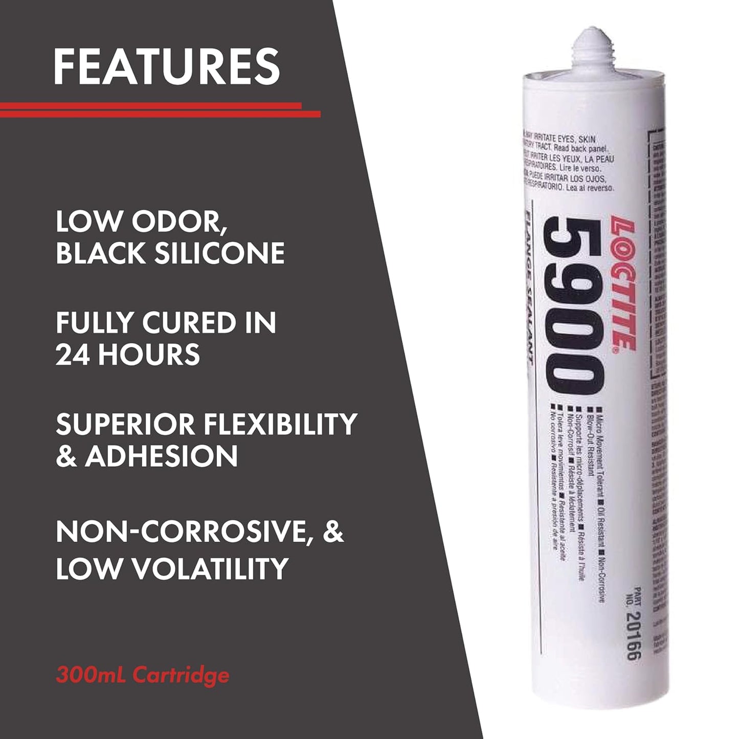 Loctite® 5900 Flange Sealant – Heavy Body RTV Silicone, Black, 300 mL Cartridge (212184)