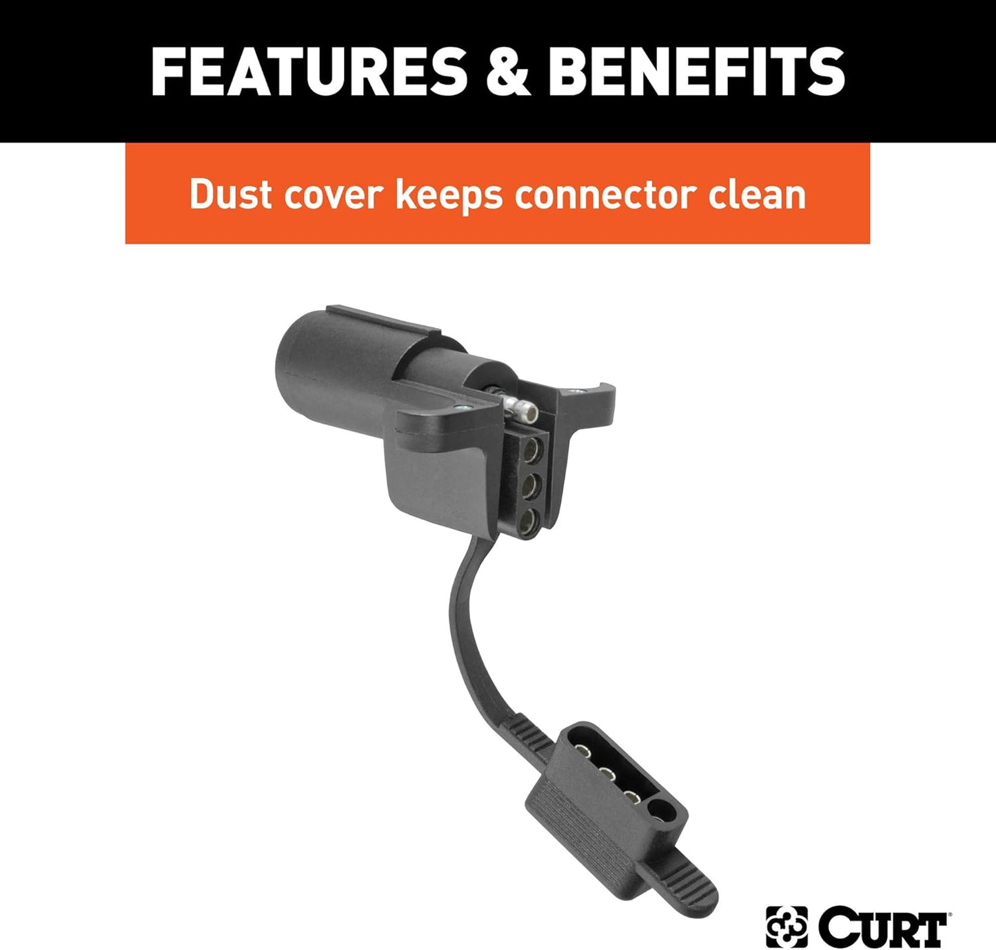 Curt Manufacturing 6 Way Round to 4 Way Flat Trailer Wiring Adapter (Part #57627)