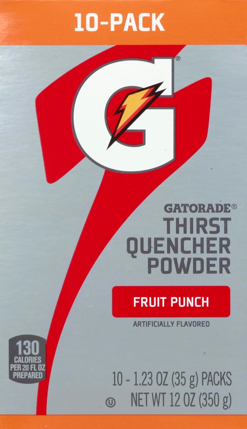 Gatorade Powder Stick – Fruit Punch Flavor, 1.23 oz Tube, Makes 16.9 oz Drink, Pack of 80 (04702)