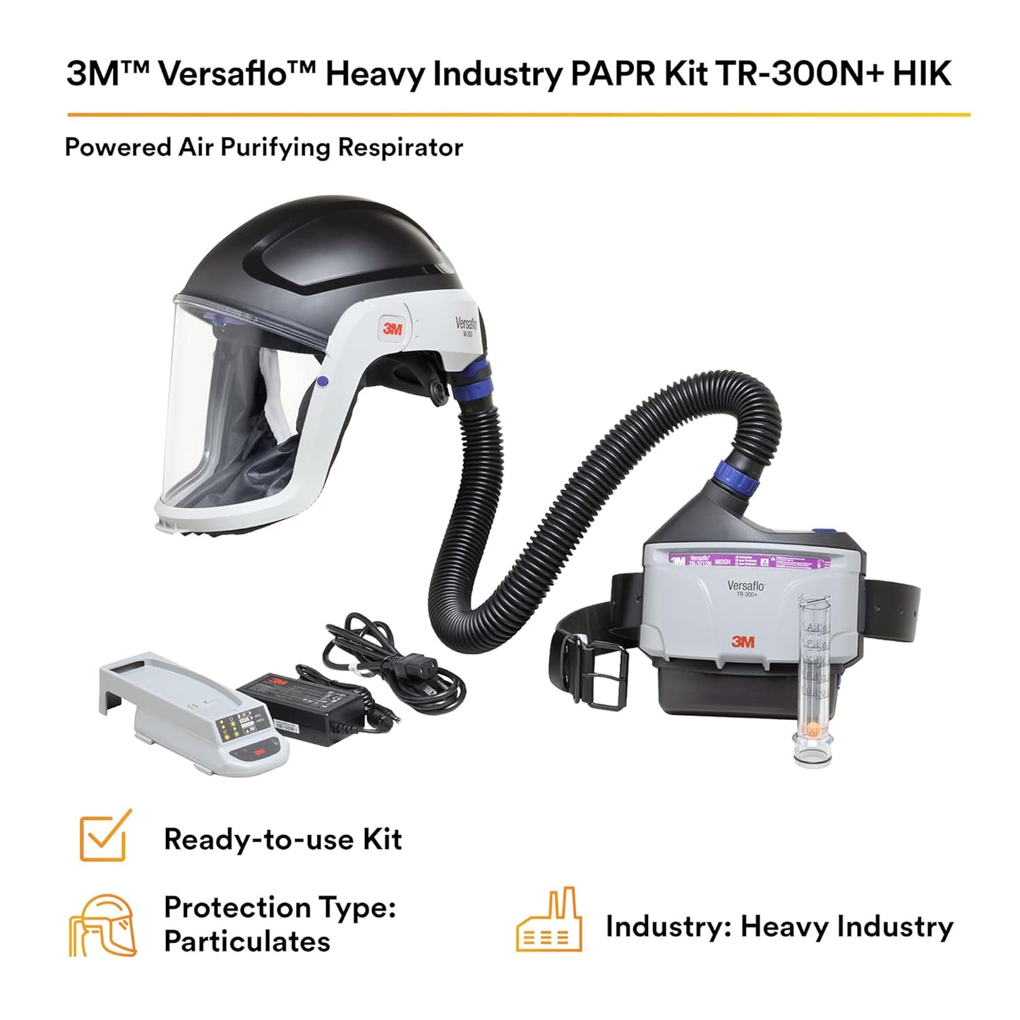 3M Versaflo™ TR-300N+ HIK Powered Air Purifying Respirator (PAPR) Kit – Hard Hat Assembly, NIOSH Approved for Particulates