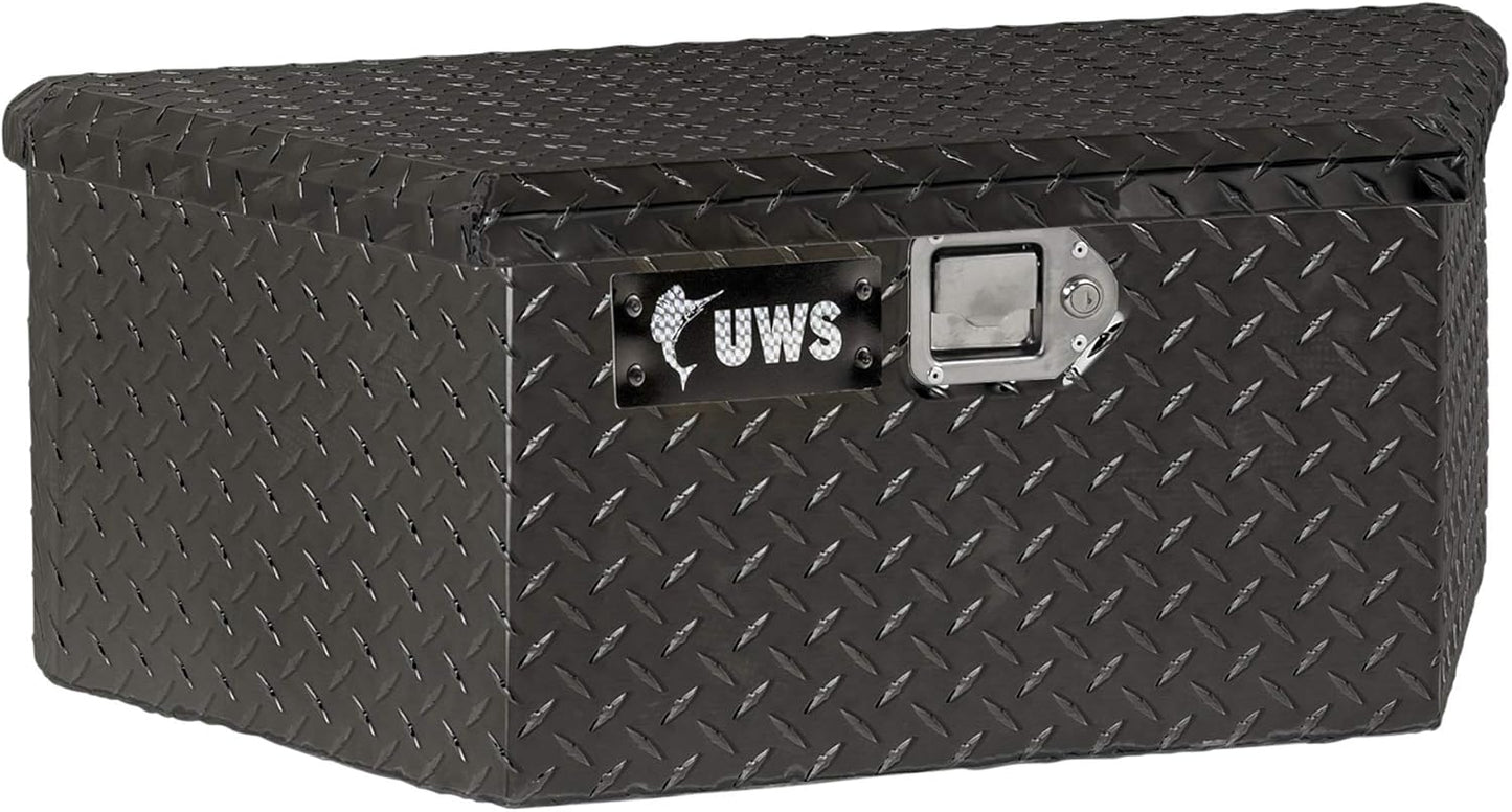 UWS EC20422 34-Inch Gloss Black Low-Profile Aluminum Trailer Tongue Tool Box – RigidCore Lid