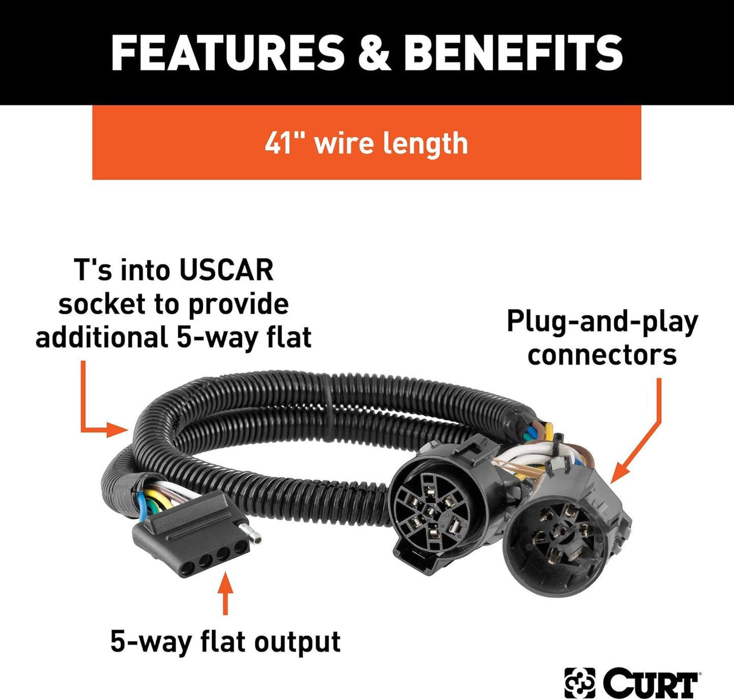 Curt Manufacturing 56584 5 Flat T-Connector for Trailer Wiring