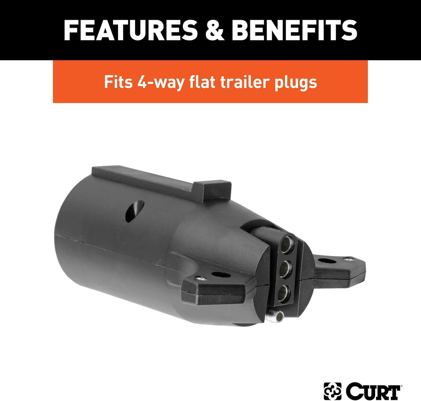 Curt Manufacturing 57240 7-Way RV Round to 4-Way Flat Trailer Wiring Adapter