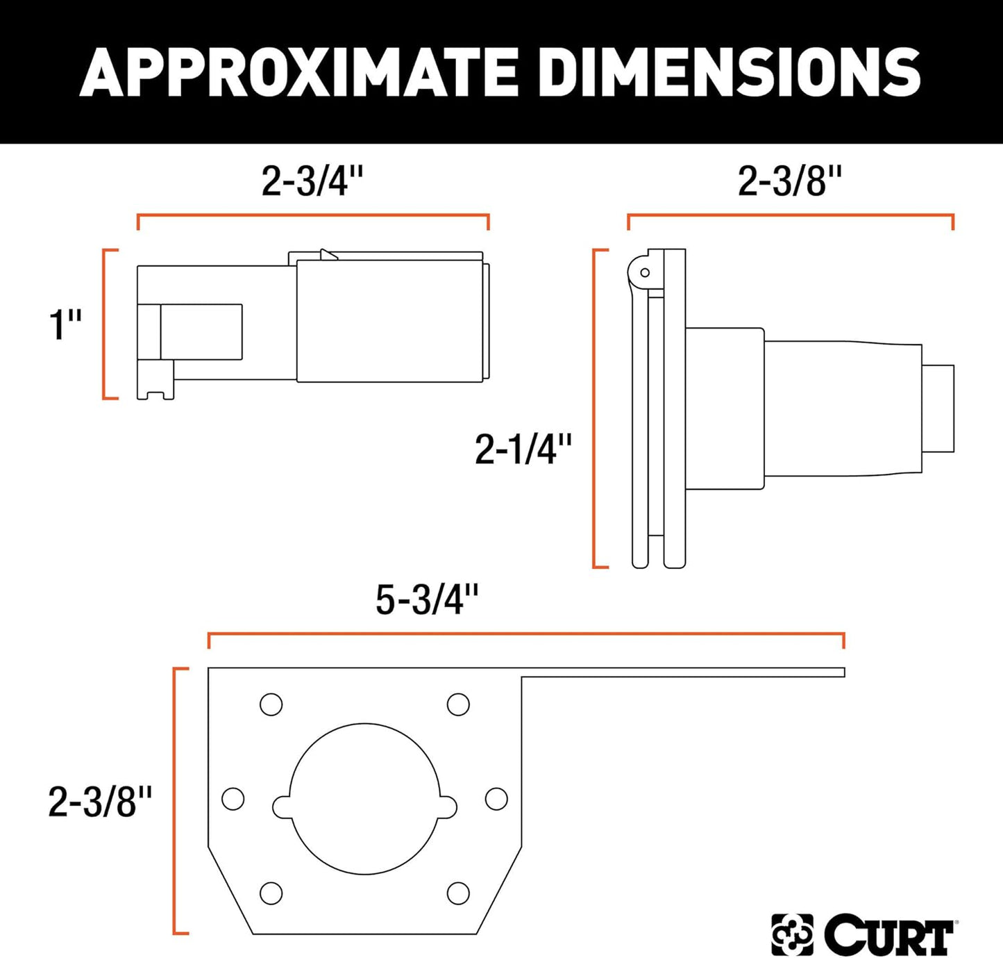 Curt Manufacturing I8/I9/I21 6-Pole Lead Die Cast Connector for Car and Trailer Ends - Part 58093