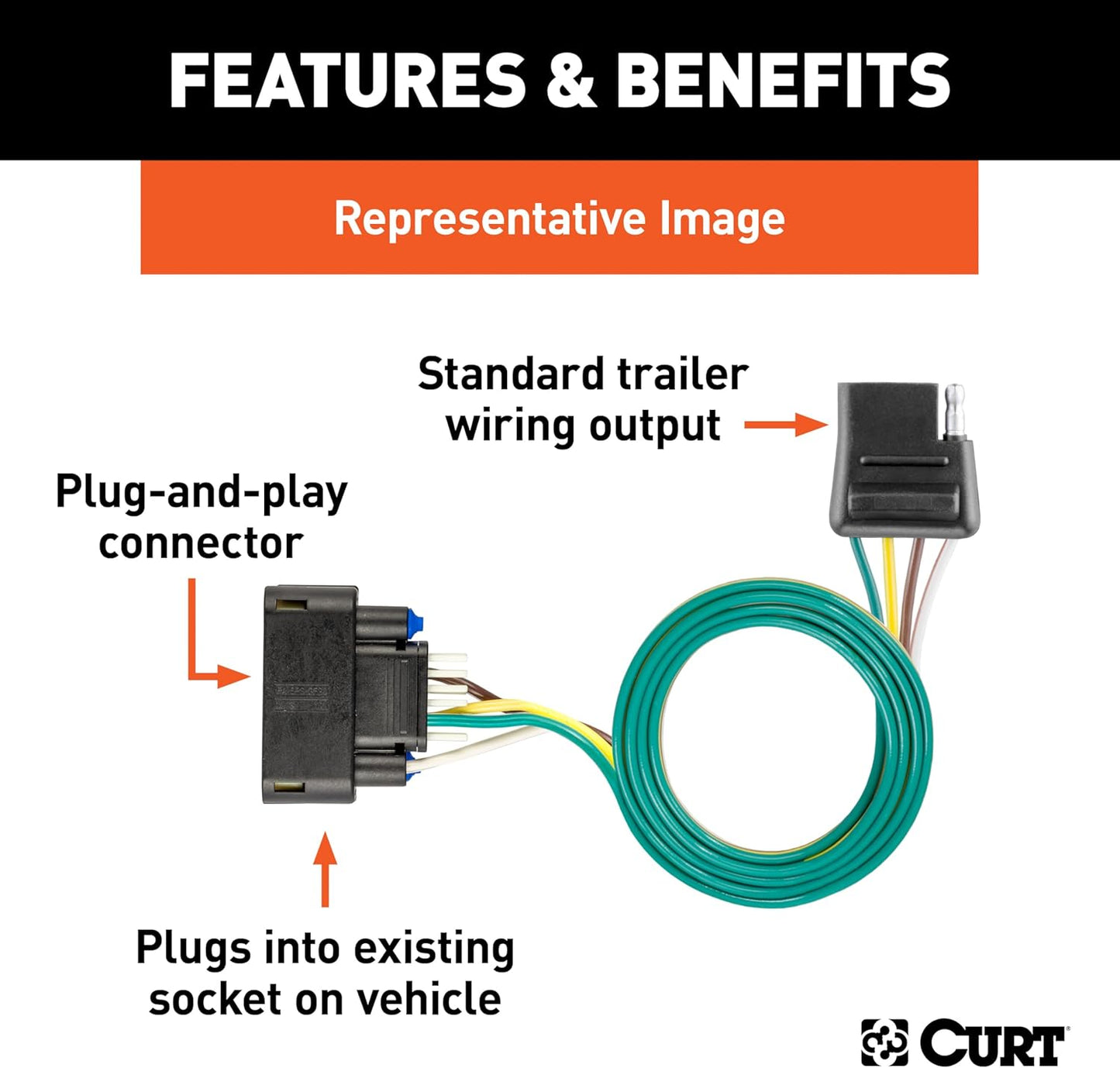 Curt Manufacturing 56538 Custom Vehicle/Trailer Wiring Harness for 25 C Enclave and 24 C Traverse