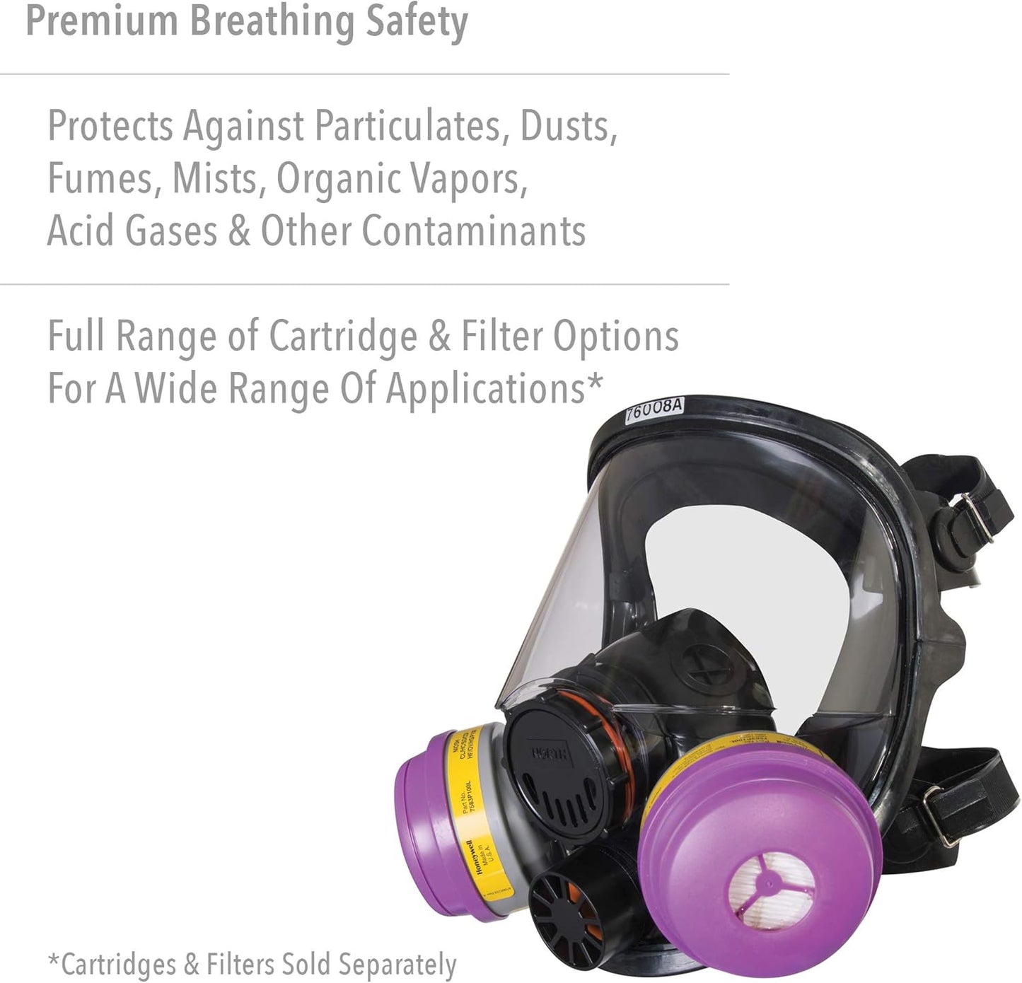 NORTH Honeywell 760008A Full Facepiece Respirator – Dual Cartridge, Silicone Seal, ANSI Certified
