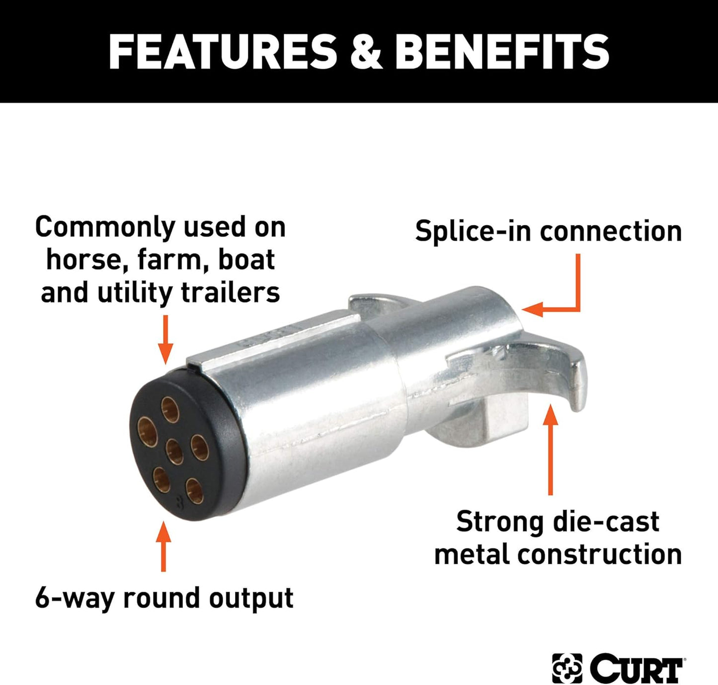 Curt Manufacturing 58081 6-Pole Die Cast Trailer End Connector Kit