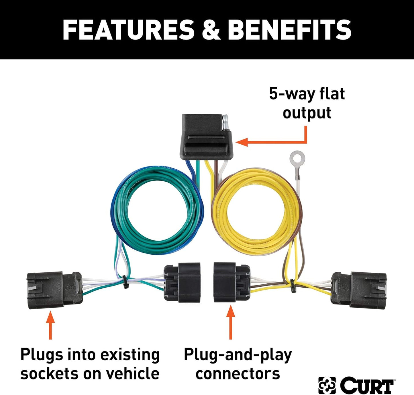 Curt Manufacturing 56594 5 Flat T-Connector for Trailer Lighting Systems