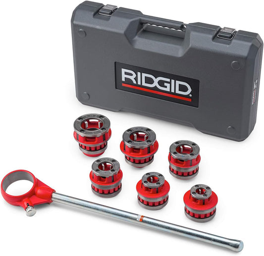 RIDGID 36475 Model 12-R Ratchet Pipe Threader Set with Die Heads & Carrying Case – 1/2" to 2" Capacity