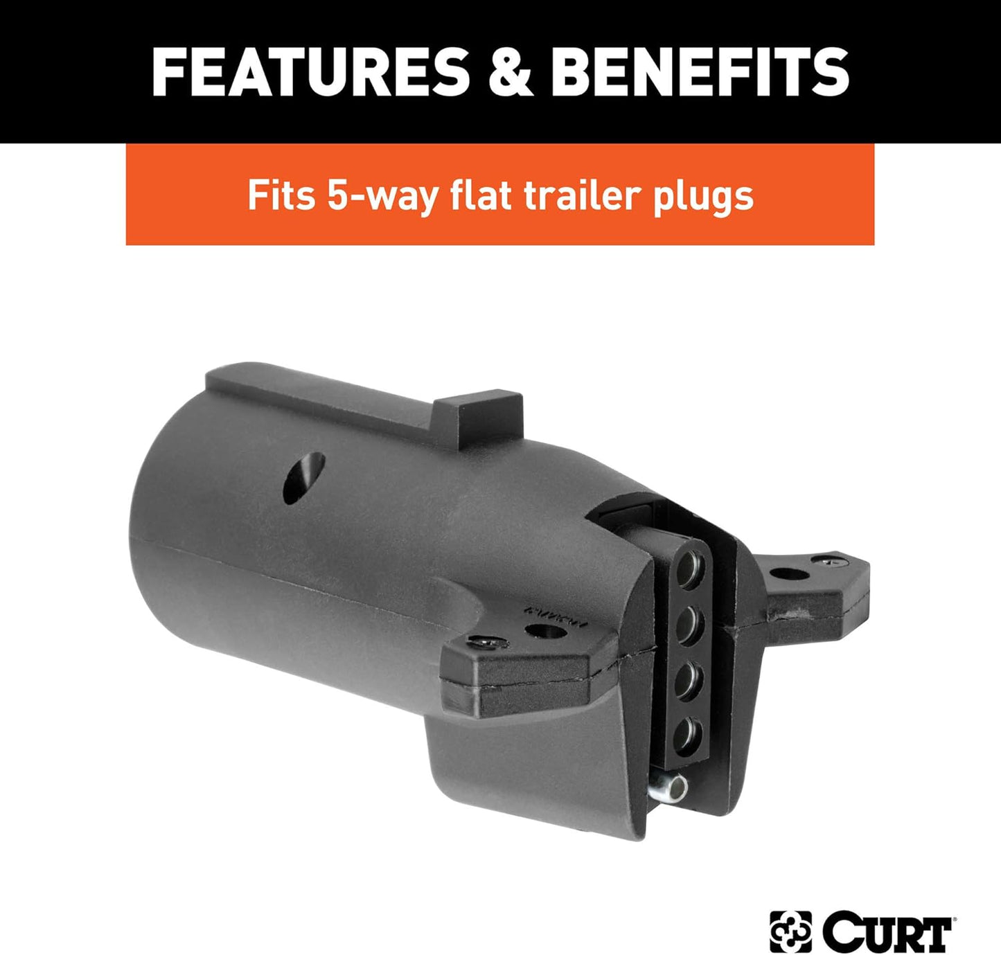 Curt Manufacturing 57251 7-Way RV Flat Connectors to 5-Way Flat Trailer Adapter