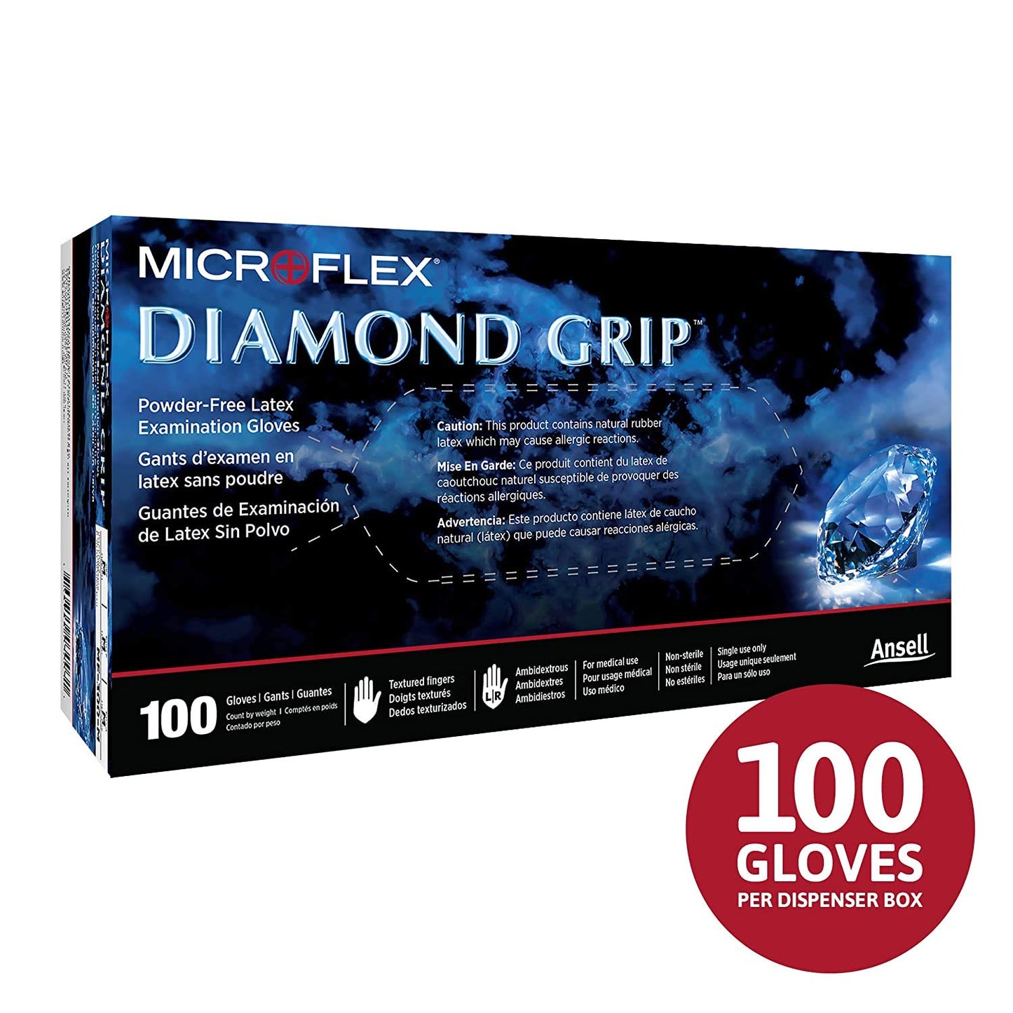 Diamond Grip Latex Glove (100 Count) Size: Medium