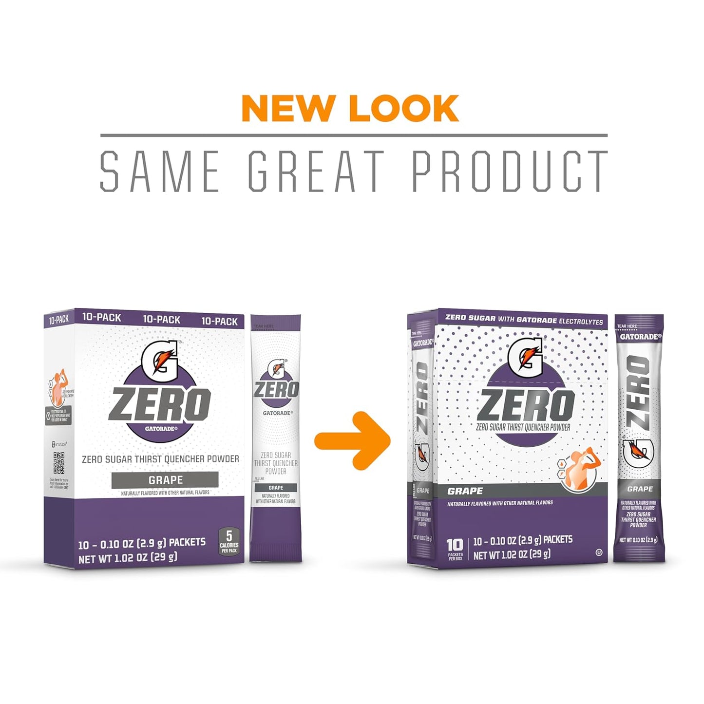 Gatorade G Zero Powder Stick – Grape Flavor, 0.10 oz Stick, Yields 16.9 oz Drink – Pack of 120