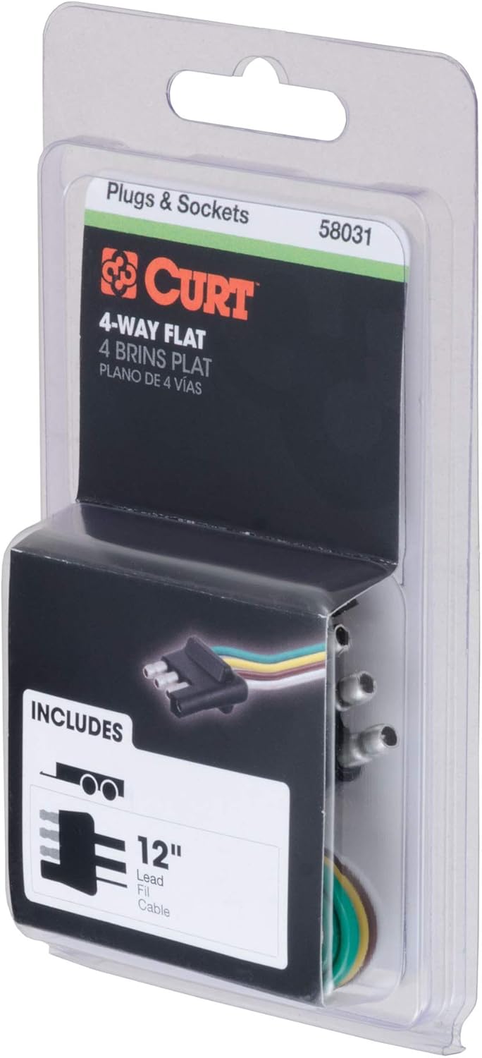 Curt Manufacturing 58031 4-Way Flat 12-In Trailer Bonded Packaged