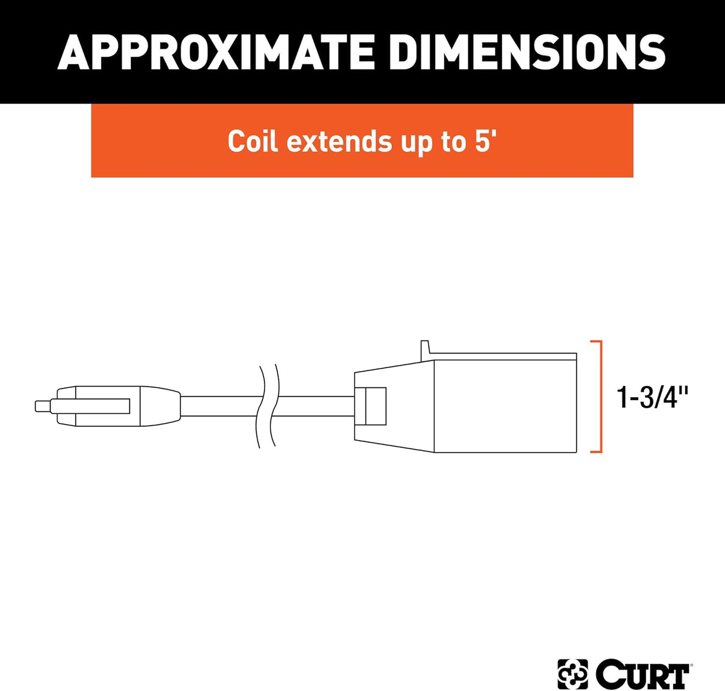 Curt Manufacturing 57281 7-Way RV Blade to 5-Way Coiled Adapter, 5 Feet