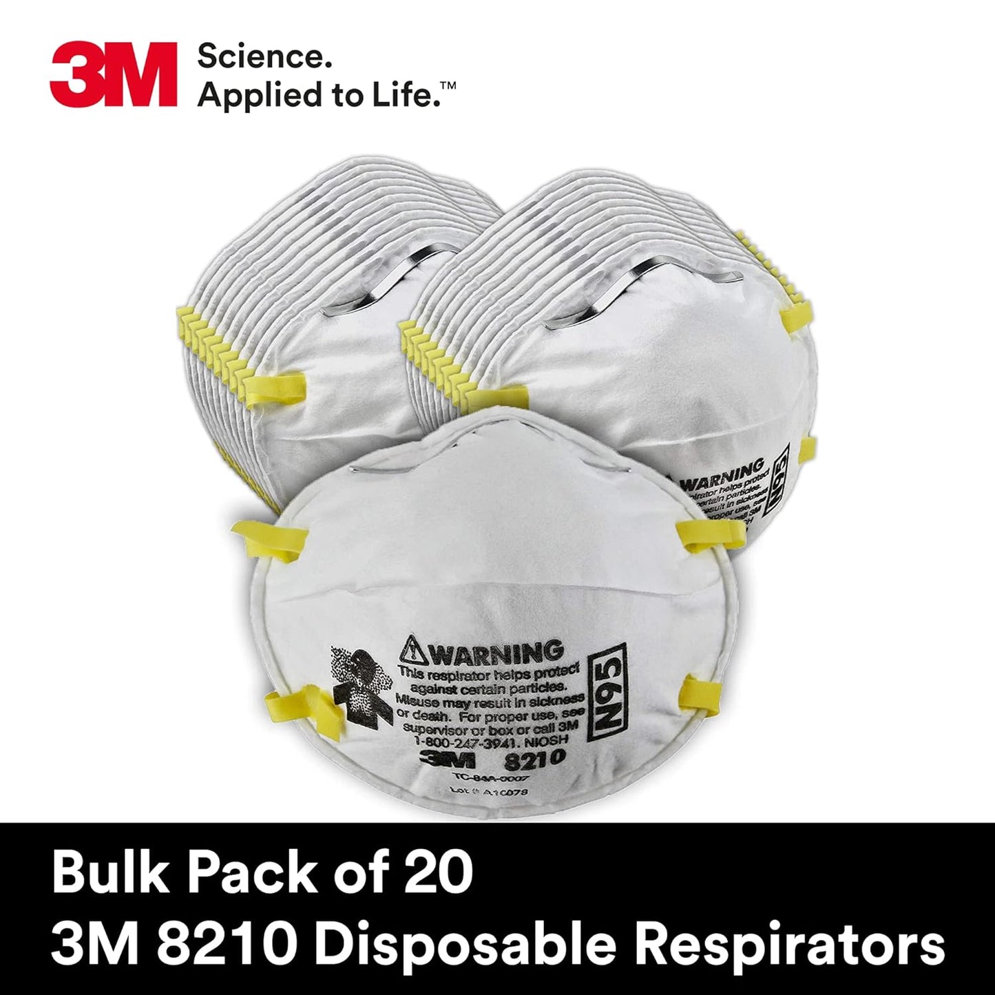 3M 8210 N95 Particulate Respirator Mask – Pack of 20 | NIOSH Approved | Lightweight Disposable Cup-Style Face Mask