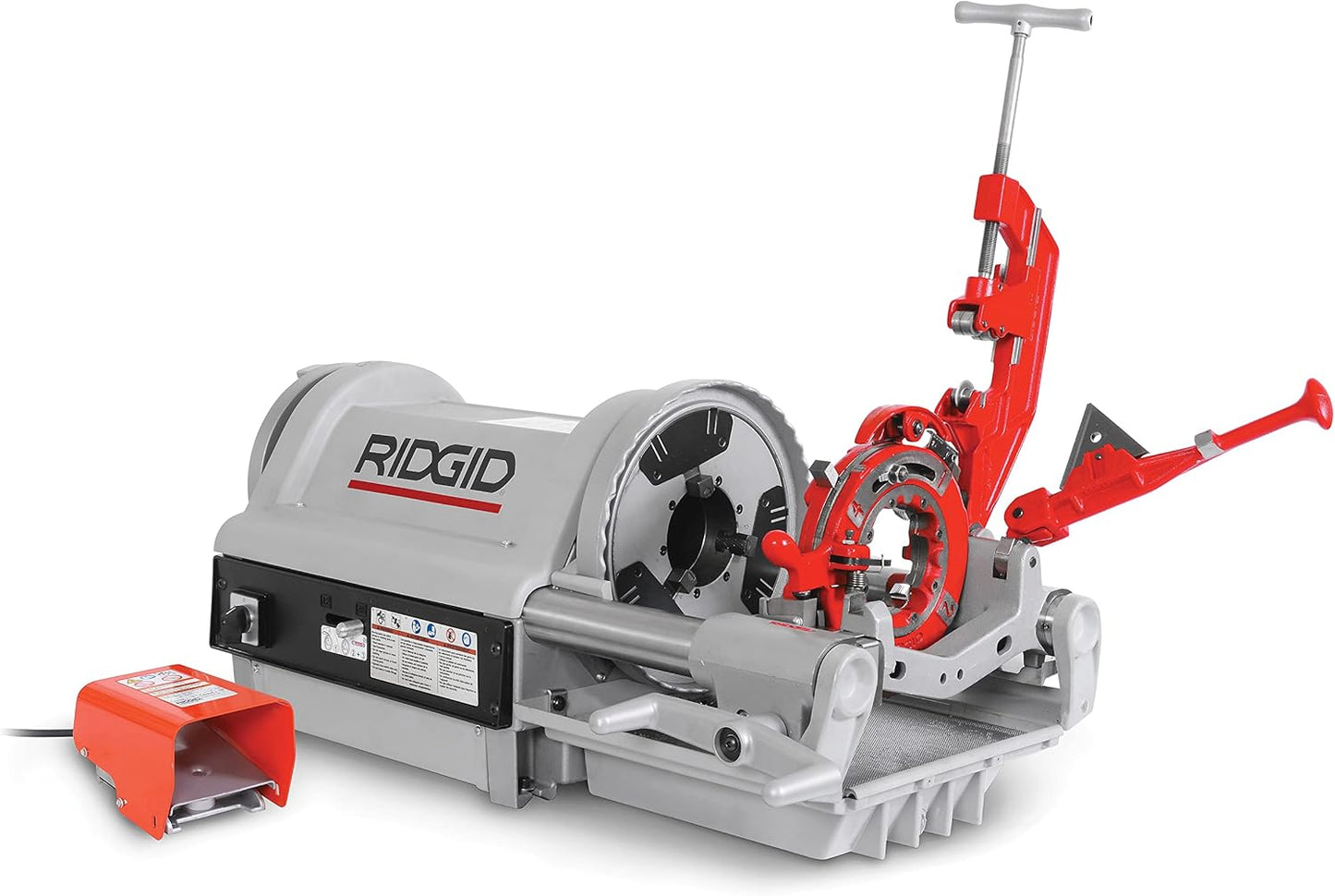 RIDGID 26092 Model 1224 NPT Threading Machine – 120V Heavy-Duty Pipe Threader with Hammer Chuck – Threads 1/4" to 4" Pipe – Silver/Red