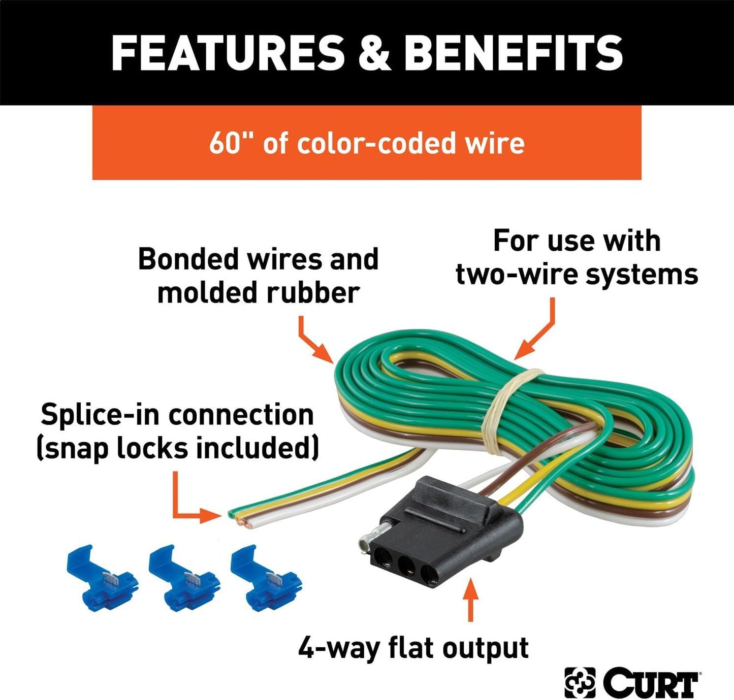 Curt Manufacturing I4 4 Flat Car End 60 Inch Kit - Durable Trailer Accessory