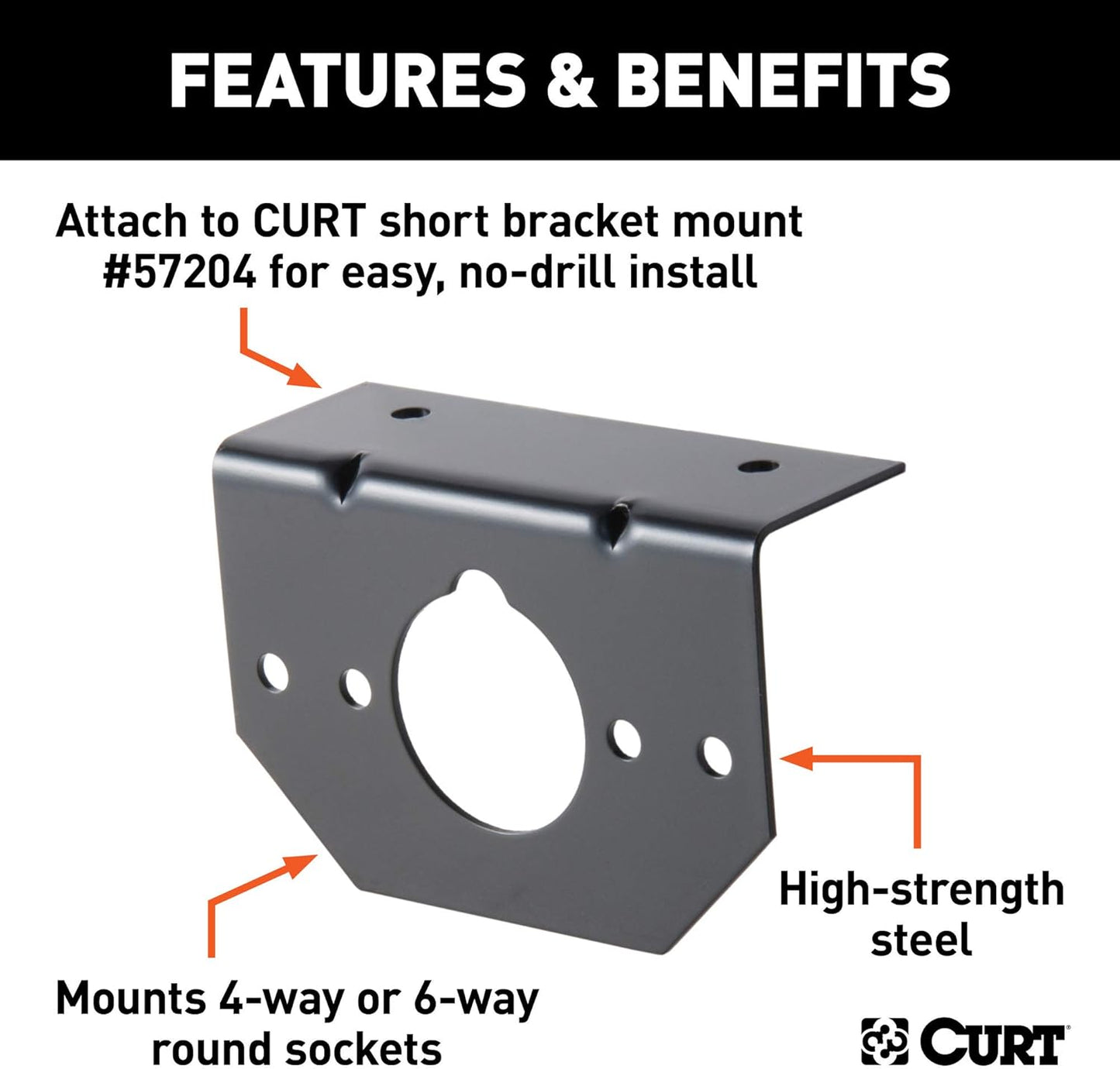 Curt Manufacturing HD Slotted 4, 5 & 6-Way Round Socket Bracket (Part #57208)