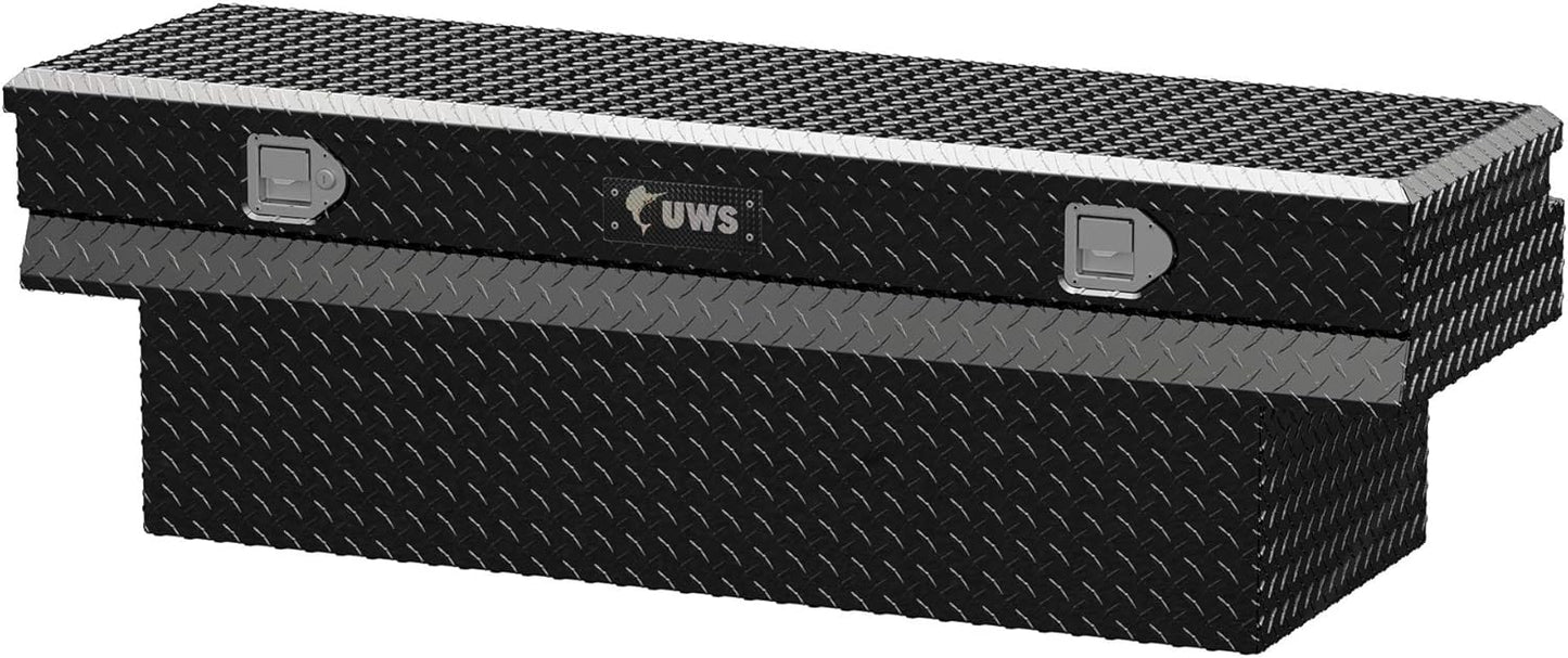UWS EC20342 60" Gloss Black Heavy-Wall Aluminum Notched Truck Storage Box with RigidCore Lid – Lockable, Weatherproof Tool Chest