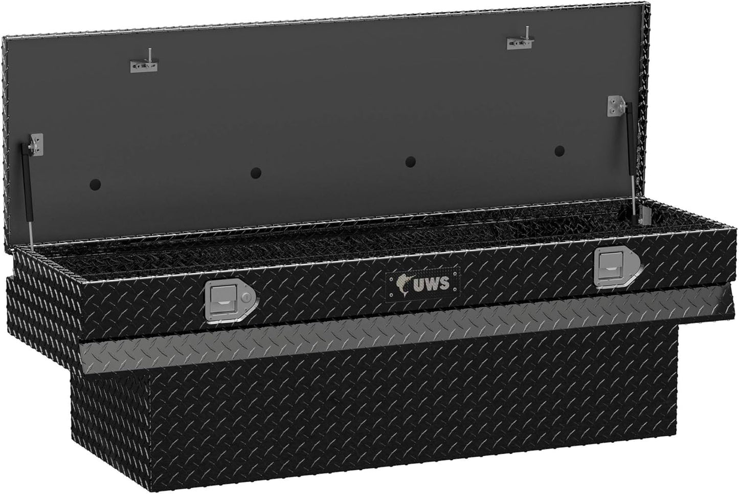 UWS EC20342 60" Gloss Black Heavy-Wall Aluminum Notched Truck Storage Box with RigidCore Lid – Lockable, Weatherproof Tool Chest