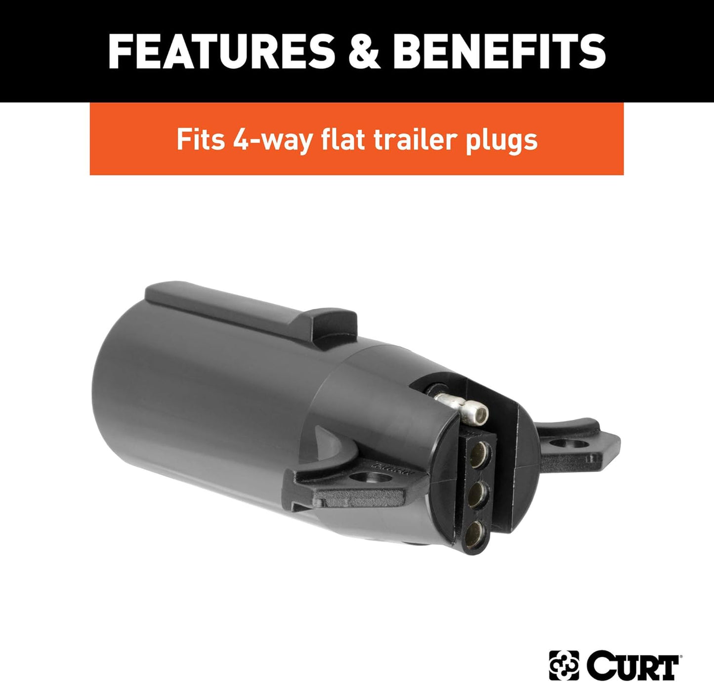 Curt Manufacturing 57040 7-Pole Round to 4-Flat Trailer Wiring Adapter