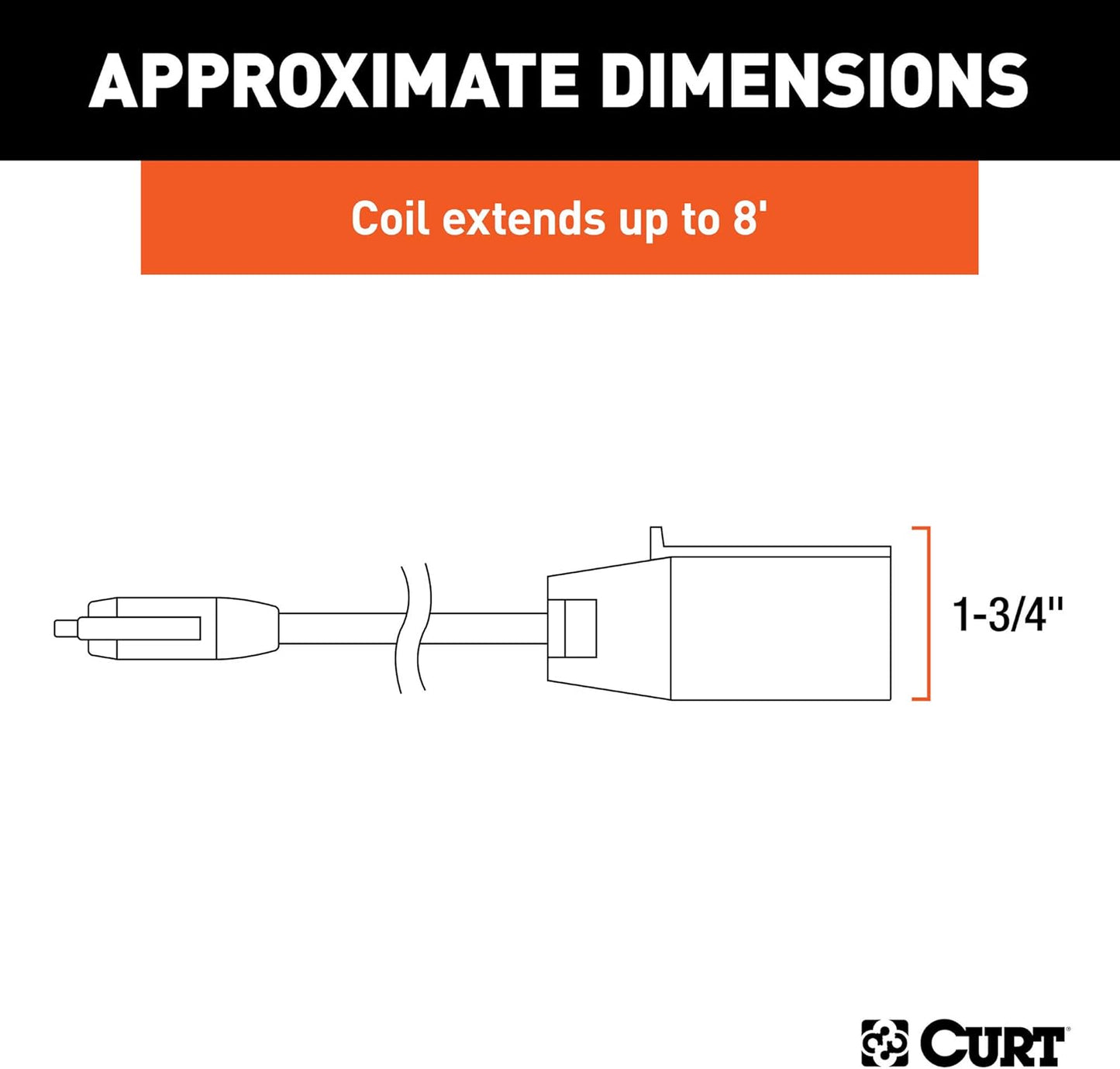 Curt Manufacturing 57282 7-Way RV Blade to 5-Way Coiled Adapter, 8 ft Length