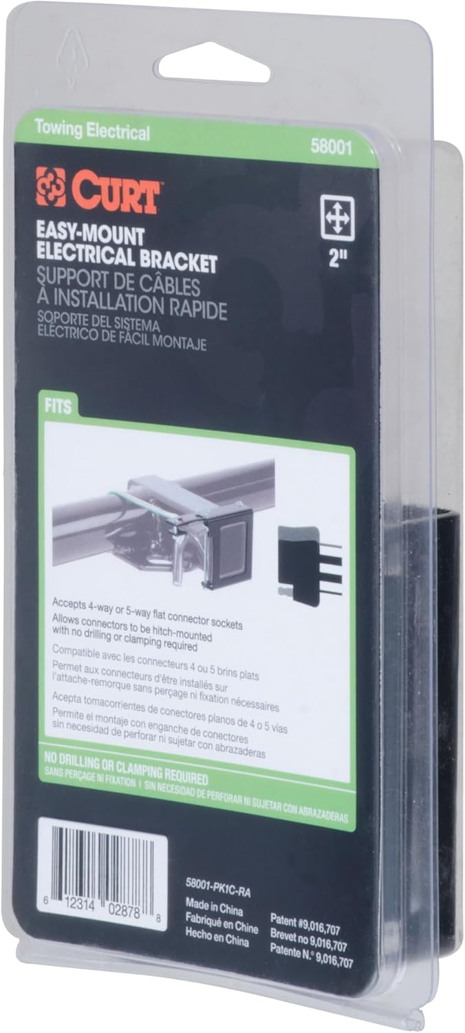 Curt Manufacturing 58002 4 & 5 Way Flat Easy Mount Bracket for 1-1/4 Inch Receiver Hitch