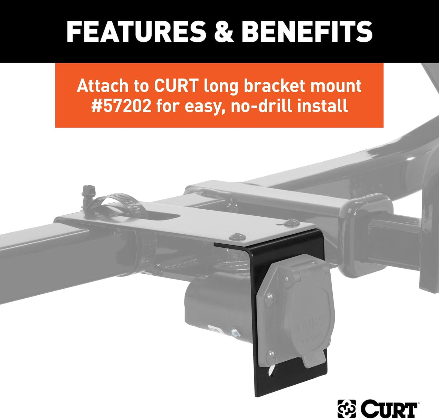 Curt Manufacturing Single Heavy Duty Mounting Bracket for 7-Way RV and Car Connectors - Part #57206