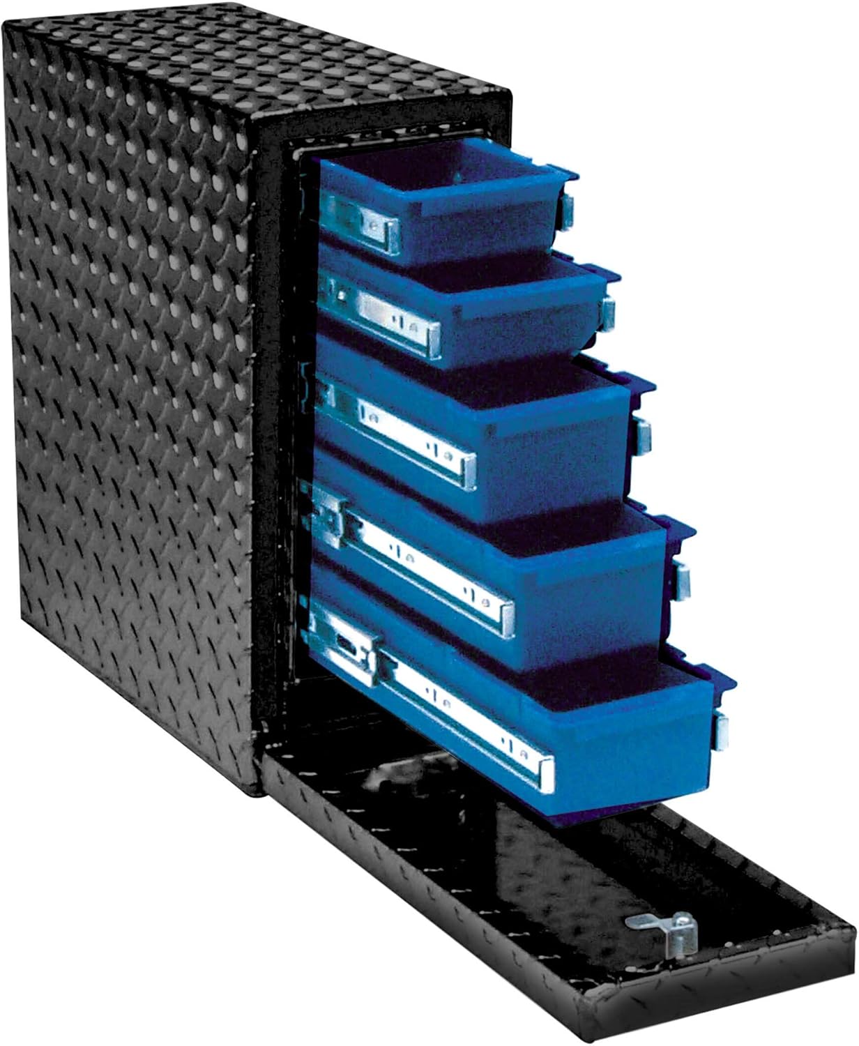 UWS EC20052 22" Gloss Black Aluminum Truck Bed Tool Box with 5 Lockable Drawers – Heavy-Duty Storage