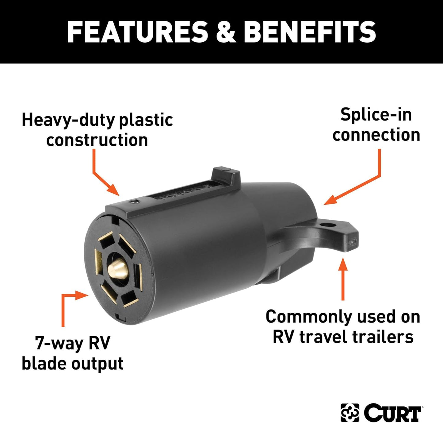 Curt Manufacturing 7-Pole Plastic Trailer End Connector, Part Number 58141