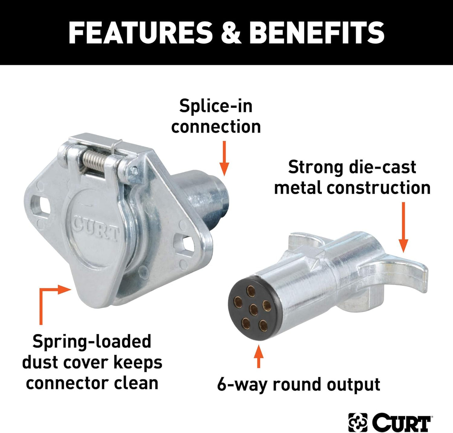 Curt Manufacturing I8/I9 6-Pole Die Cast Connector for Car and Trailer Ends - Part 58092