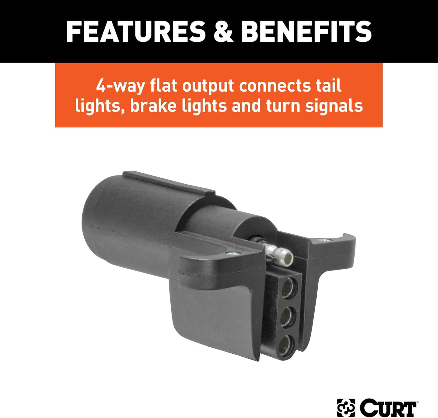Curt Manufacturing 57621 6-Way Round to 4-Way Flat Trailer Wiring Adapter