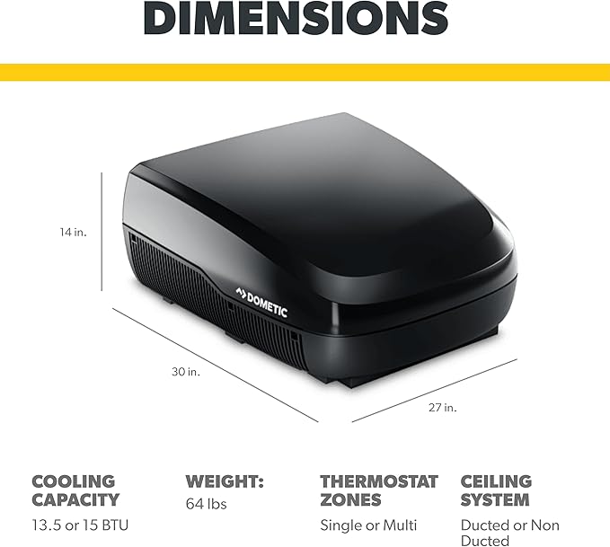 Dometic FreshJet X 13.5K BTU RV Air Conditioner – White & Black | Mechanical Controls | Compact & Efficient Cooling
