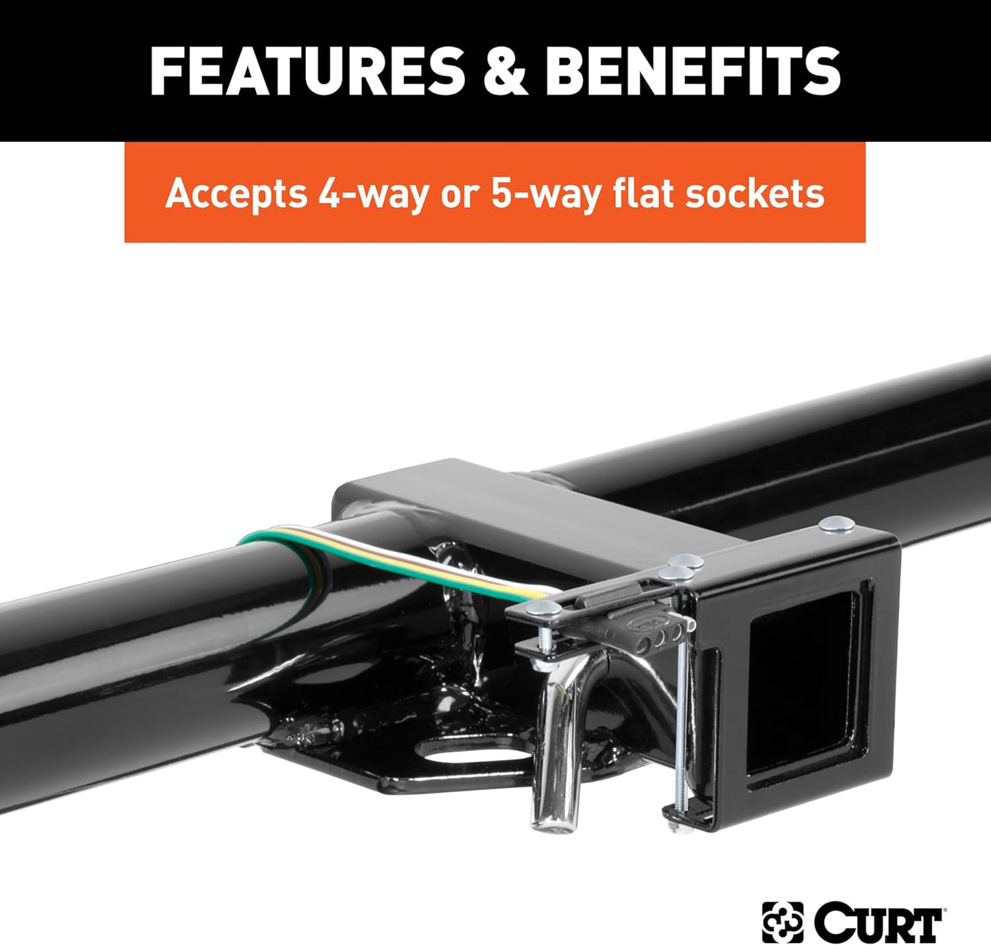 Curt Manufacturing 58002 4 & 5 Way Flat Easy Mount Bracket for 1-1/4 Inch Receiver Hitch