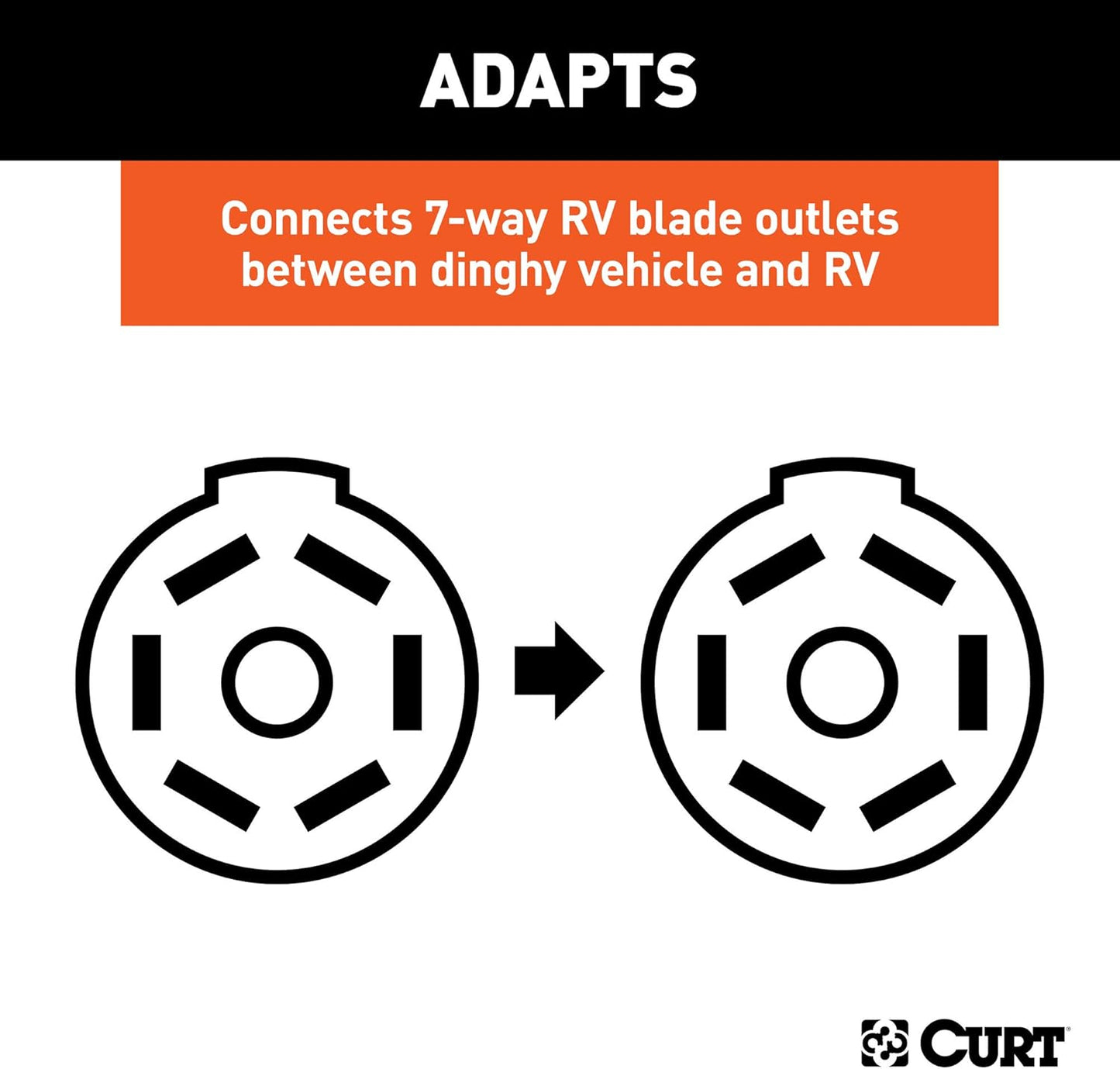 Curt Manufacturing 57284 8 ft Dinghy Towing Electrical Adapter & Socket with 7-Way RV Blade Fits USCar