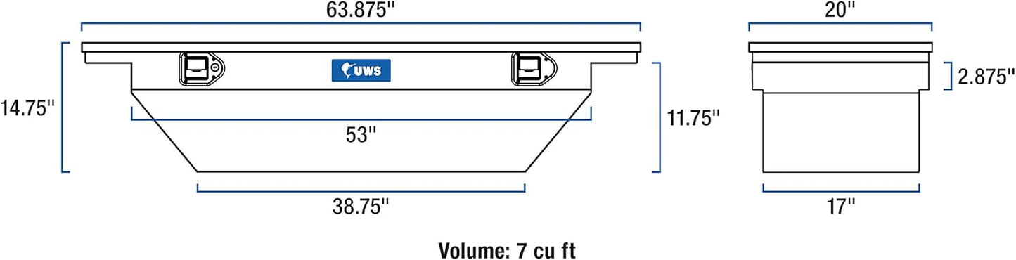 UWS United Welding Services TBS-63-A-LP 63-Inch Single Lid Low Profile Dakota Quad/0511 Tacoma Truck Bed Toolbox