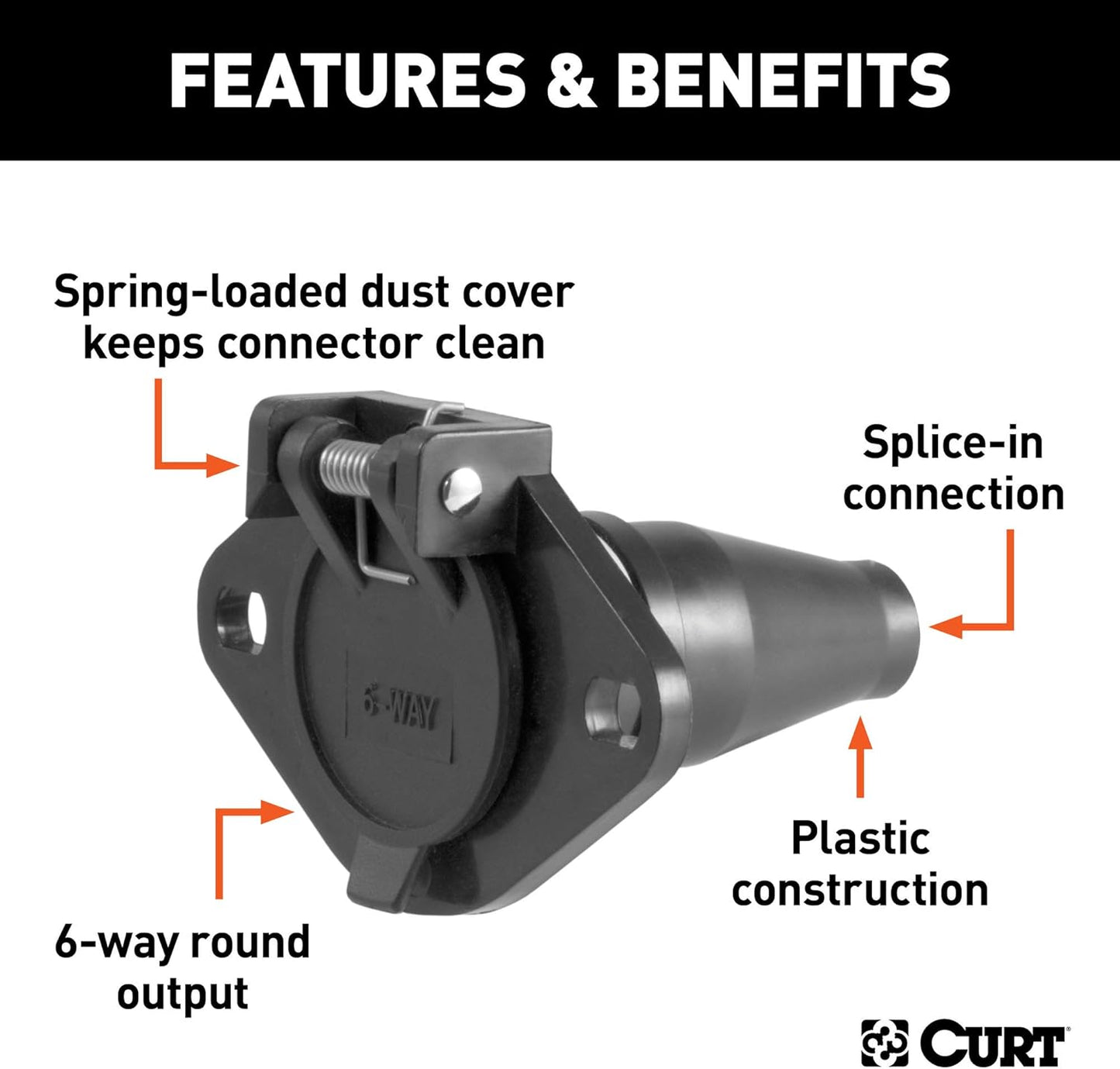 Curt Manufacturing 58130 6-Pole Le Connector Car End