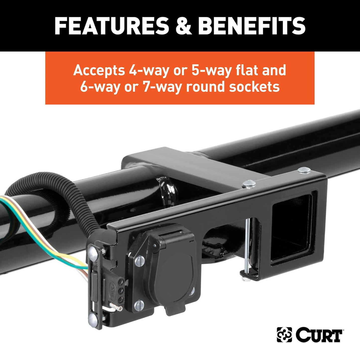 Curt Manufacturing 58001 4-Way and 5-Way Flat Easy Mount Bracket for 2-Inch Receiver Hitch