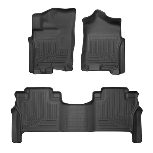 Husky Liner 93561 Titan Crew Cab Weatherbeater Front and Second Row Floor Liners in Black