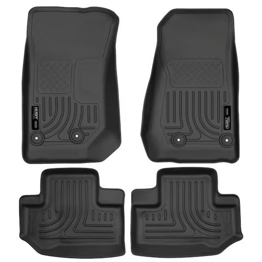 Husky Liner 93951 WeatherBeater Front & Rear Floor Liners for Jeep Wrangler JK 2-Door, Black